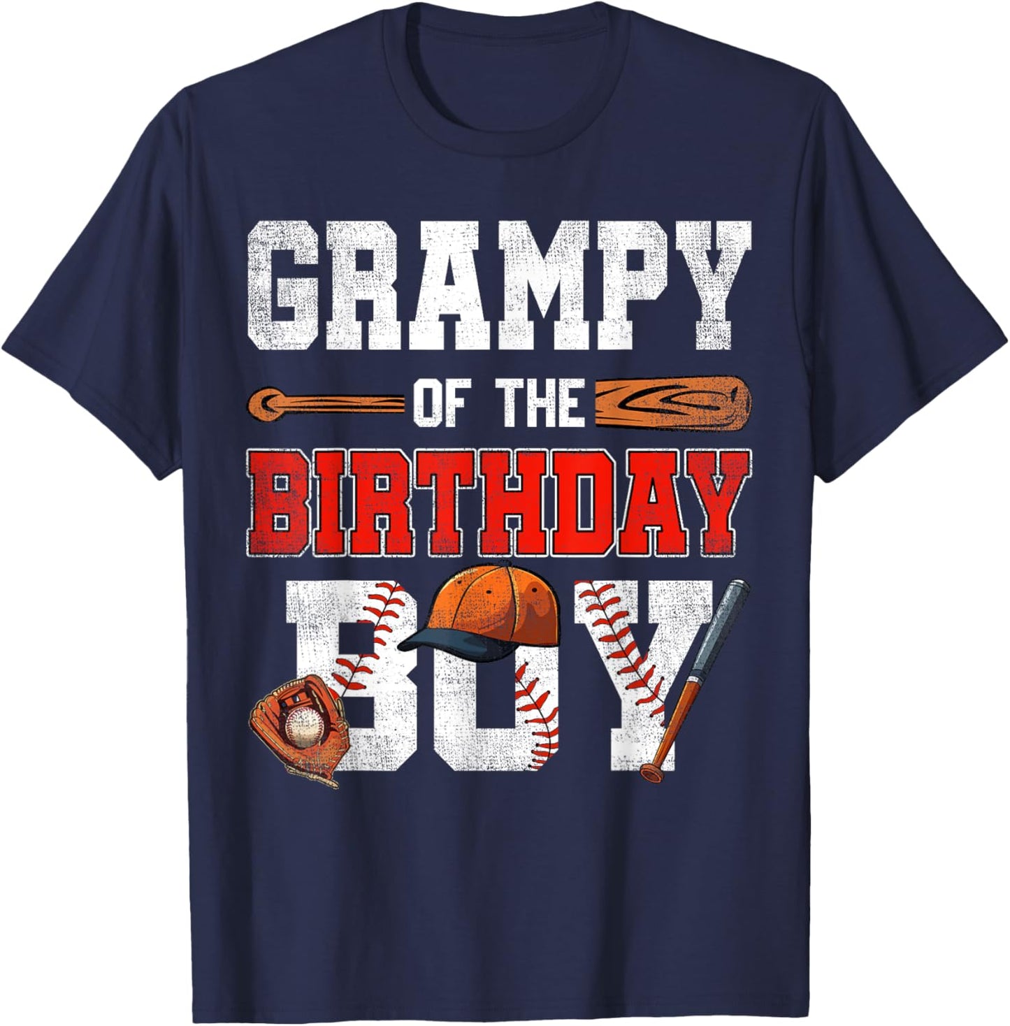 Grampy Of The Birthday Boy Baseball Bday Family T-Shirt - T-Shirt | Navy