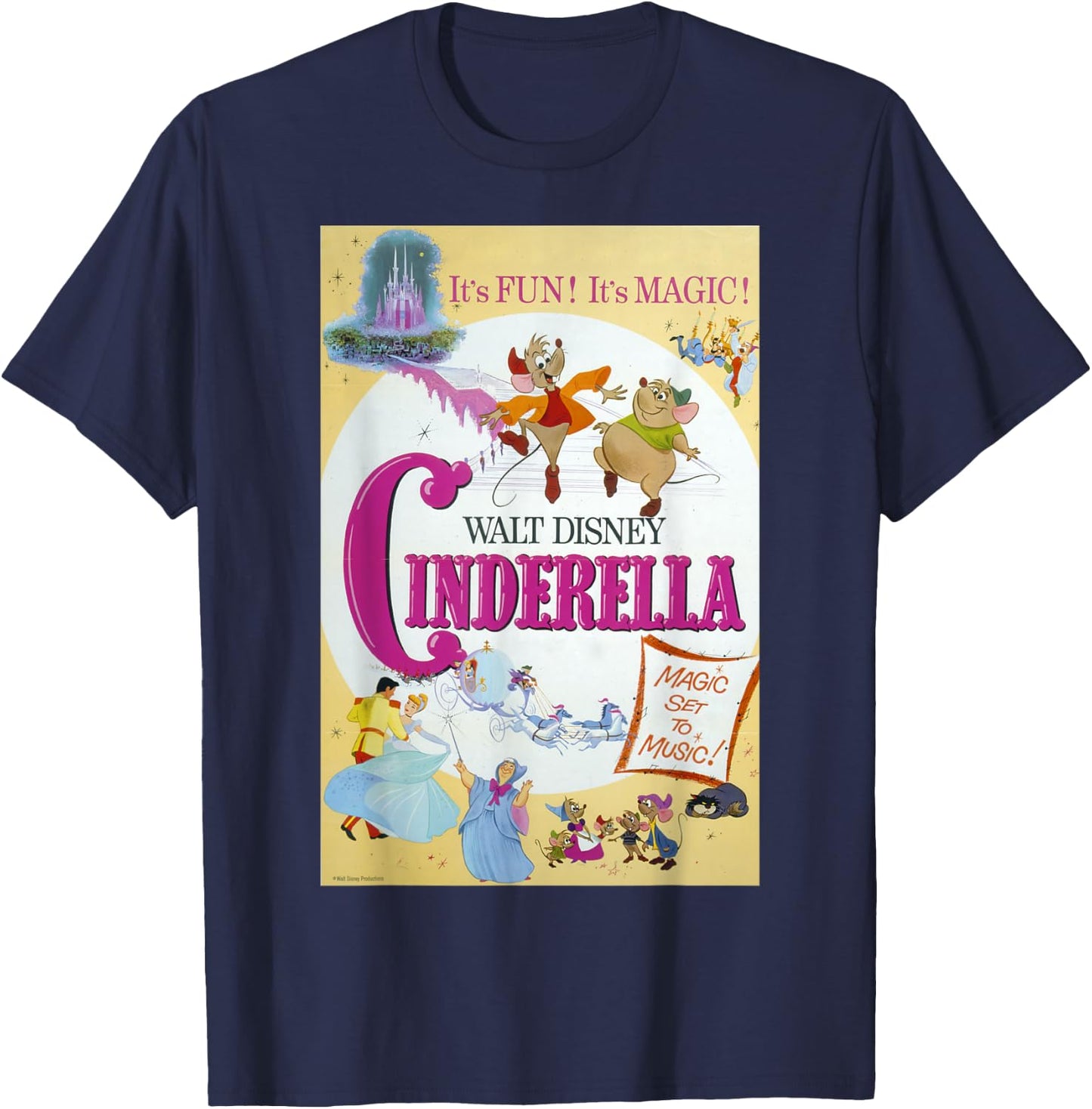 Disney Cinderella Vintage Poster Small T-Shirt - T-Shirt | Navy
