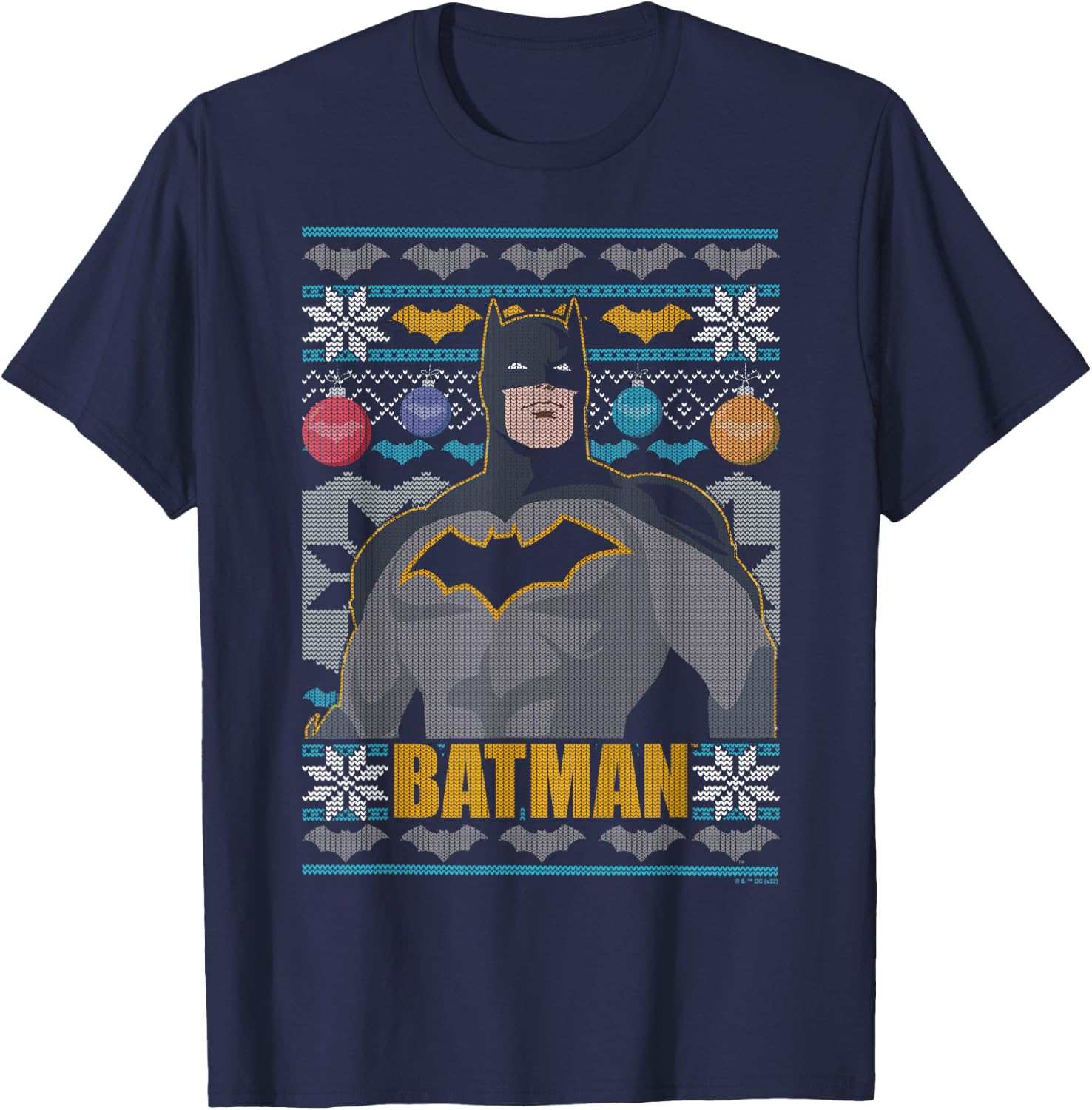 DC Comics Christmas Batman Ugly Sweater T-Shirt - T-Shirt | Navy