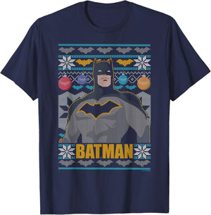 DC Comics Christmas Batman Ugly Sweater T-Shirt - T-Shirt | Navy