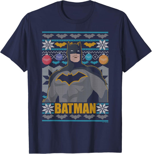 DC Comics Christmas Batman Ugly Sweater T-Shirt - T-Shirt | Navy