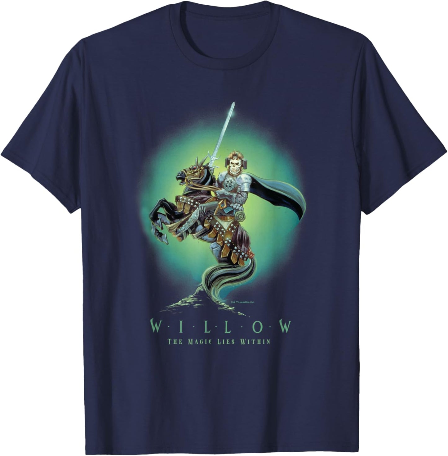 Lucasfilm Willow Movie General Kael on Horse Illustrated T-Shirt - T-Shirt | Navy
