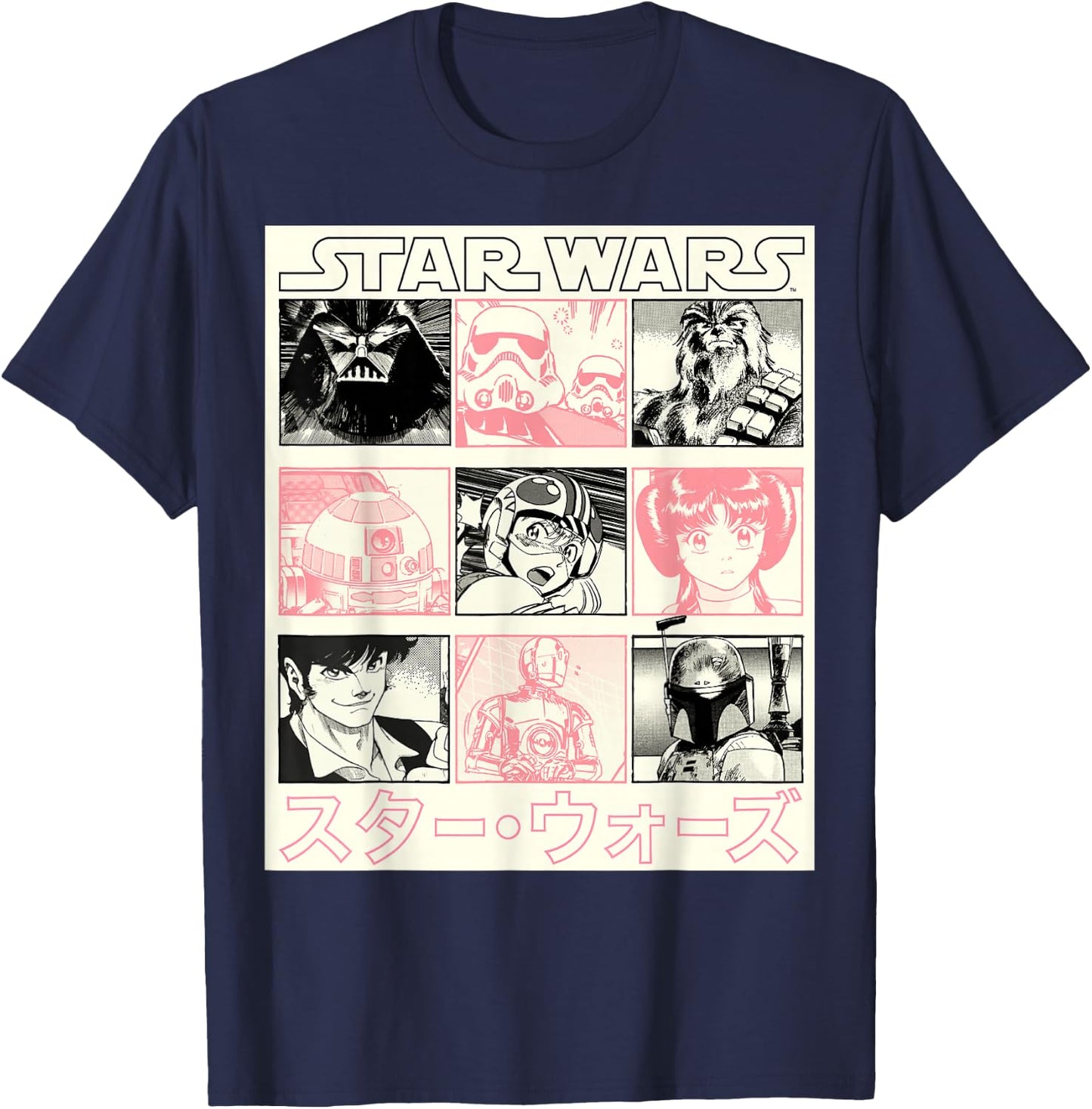 Star Wars Manga Style Comic Panels T-Shirt - T-Shirt | Navy