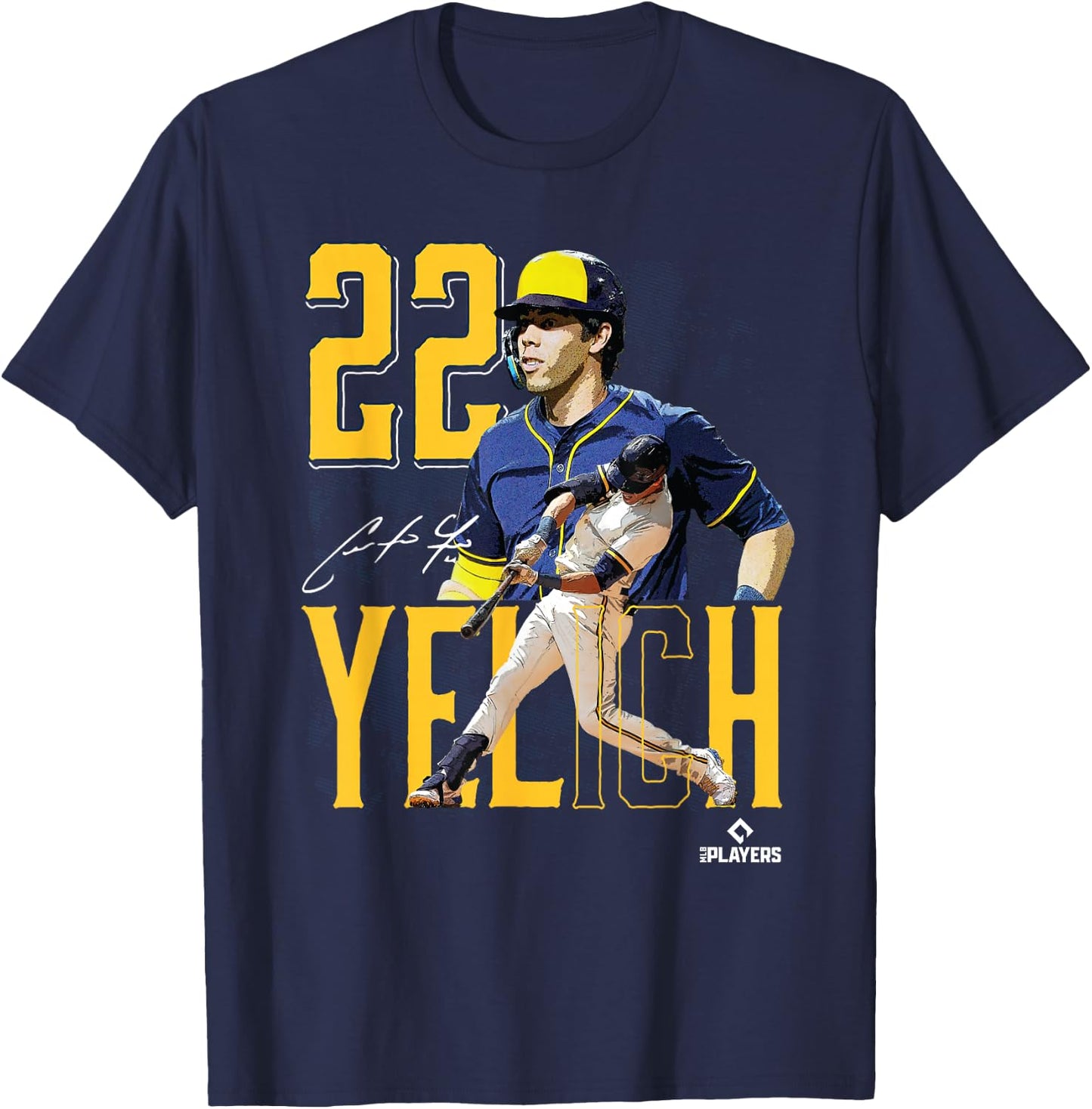 Christian Yelich | Milwaukee baseball | Players | MLBYCN3003 T-Shirt - T-Shirt | Navy