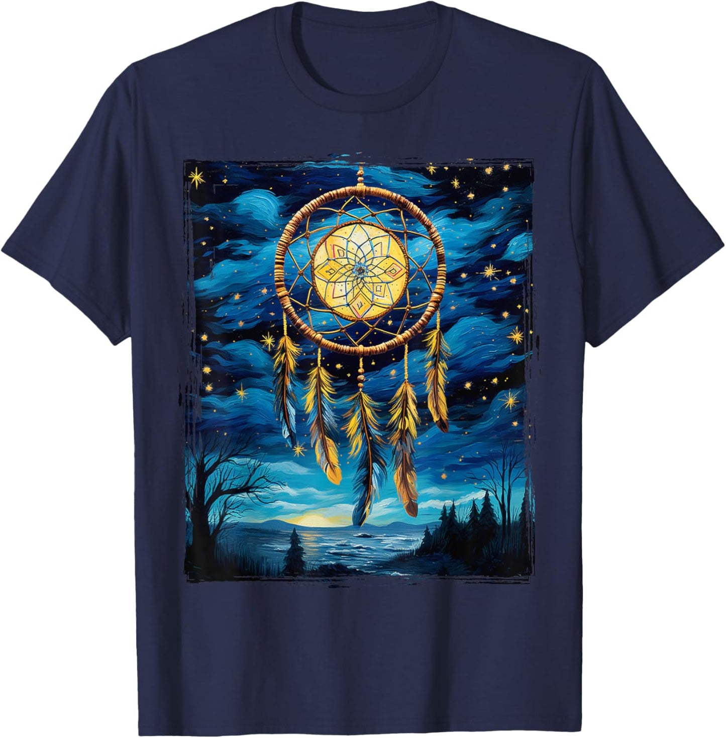 Native American Dreamcatcher Indian Design T-Shirt - T-Shirt | Navy