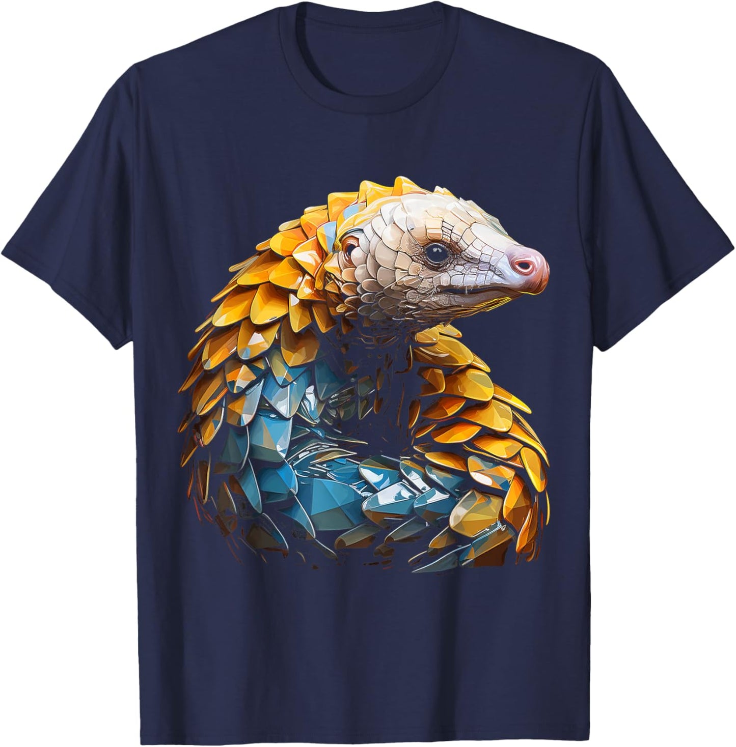 Pangolins Colorful Art Animal Graphic Polygon Pangolins T-Shirt - T-Shirt | Navy