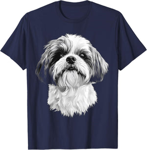 Shih Tzu Dog Motif Pet Artwork Shih Tzu T-Shirt - T-Shirt | Navy