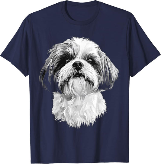 Shih Tzu Dog Motif Pet Artwork Shih Tzu T-Shirt - T-Shirt | Navy