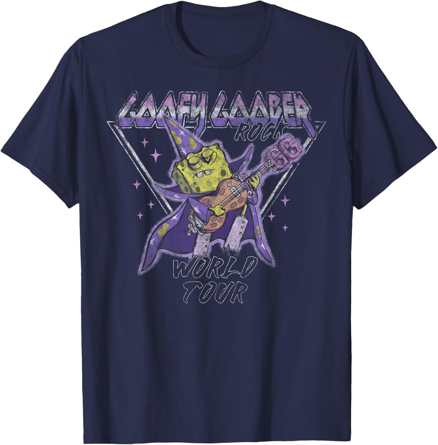 Spongebob Squarepants Goofy Goober Rock World Tour Small T-Shirt - T-Shirt | Navy