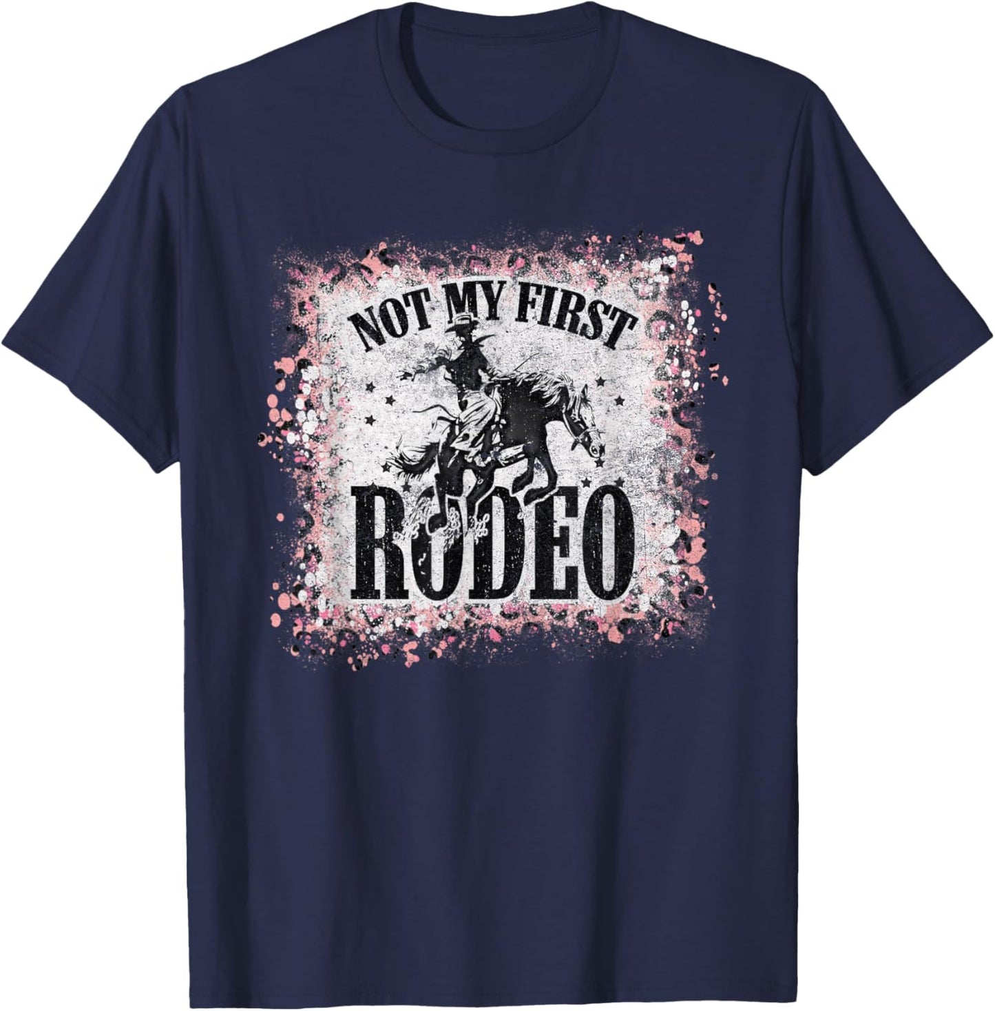 Vintage Leopard Bleached Not My First Rodeo T-Shirt - T-Shirt | Navy