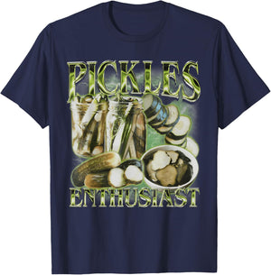 Pickle Enthusiast Vintage 90er Jahre Grafik Pickle Lover Damen T-Shirt - T-Shirt | Navy
