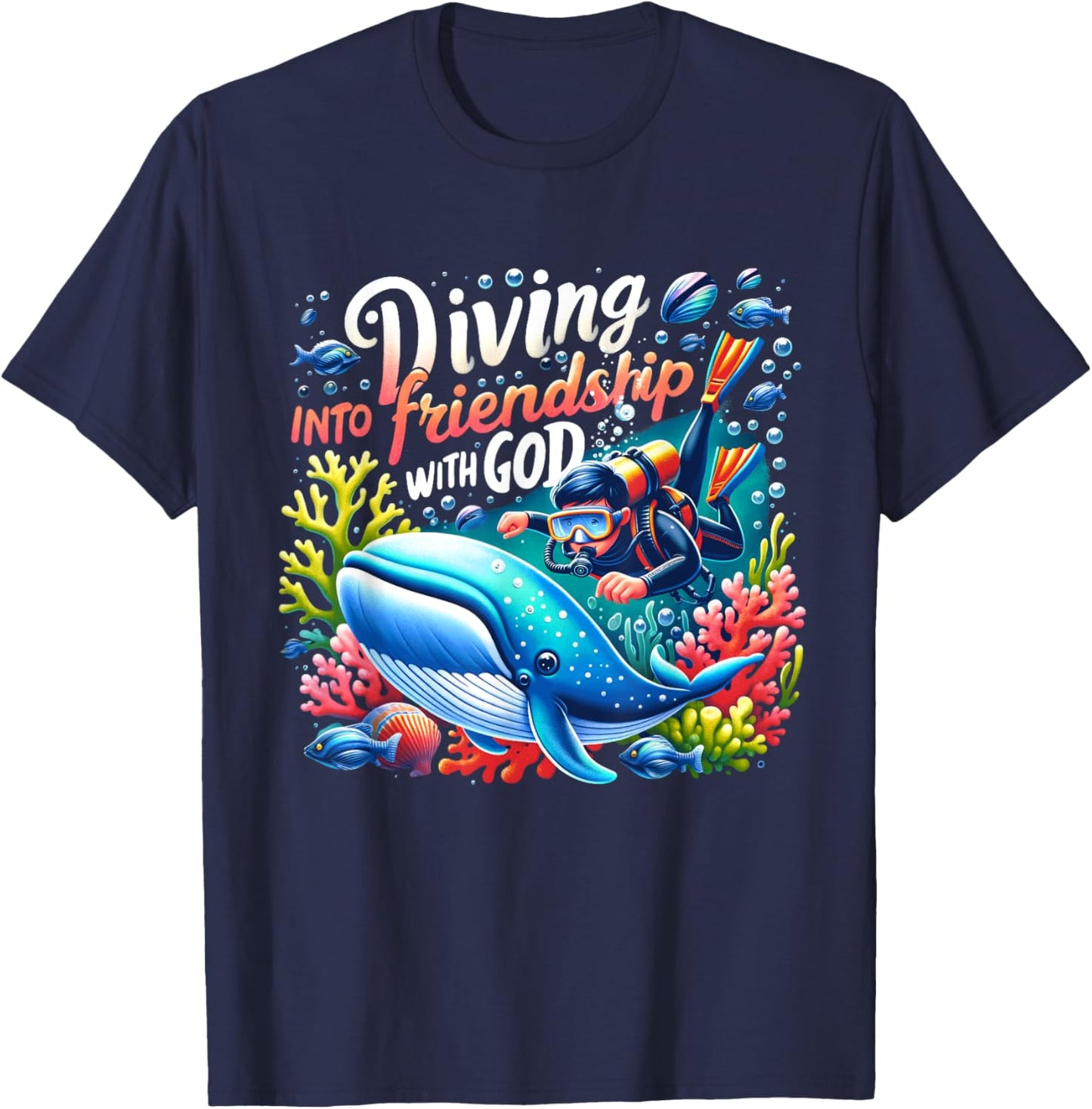 Vacation Bible School Diving Into Friendship God VBS 2024 T-Shirt - T-Shirt | Navy