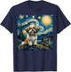 Shih Tzu Dog Lovers The Starry Night Van Gogh Style Painting T-Shirt - T-Shirt | Navy