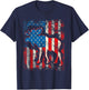 Moose USA American Flag 4th Of July Men Women Retro Vintage T-Shirt - T-Shirt | Navy