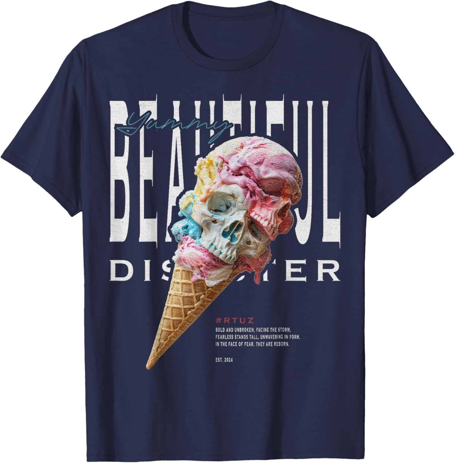 Moderne Hip Hop Eis Ice Cream Grafitti Urban Streetwear T-Shirt - T-Shirt | Navy