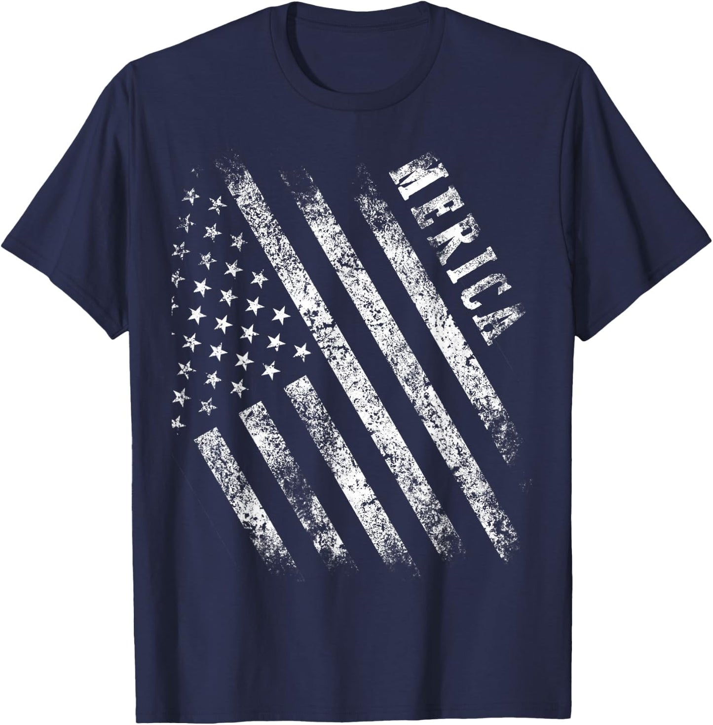 Merica Patriot American Flag USA 4th Of July Gifts Shirt T-Shirt - T-Shirt | Navy