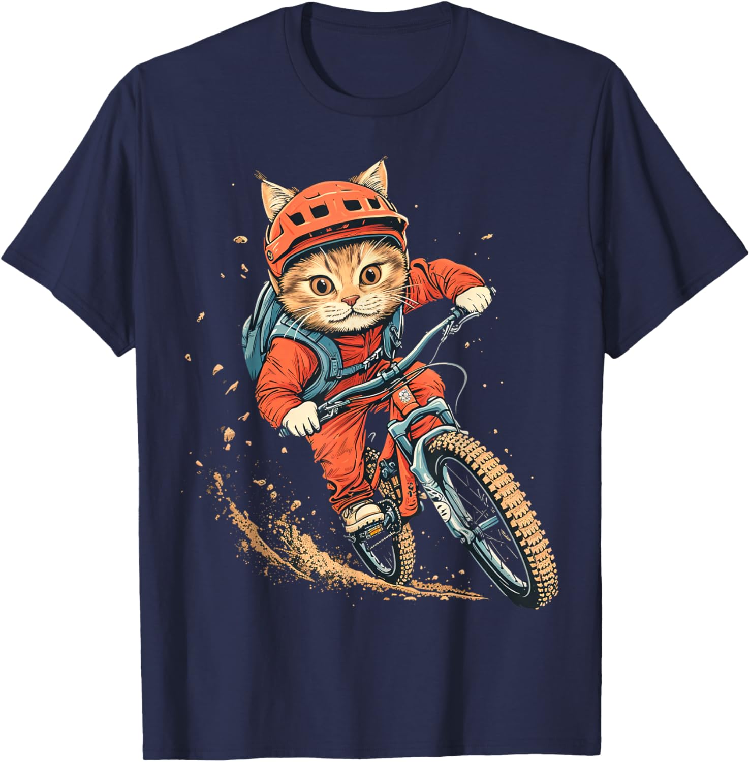 Mountain Biking Cat T-Shirt - T-Shirt | Navy