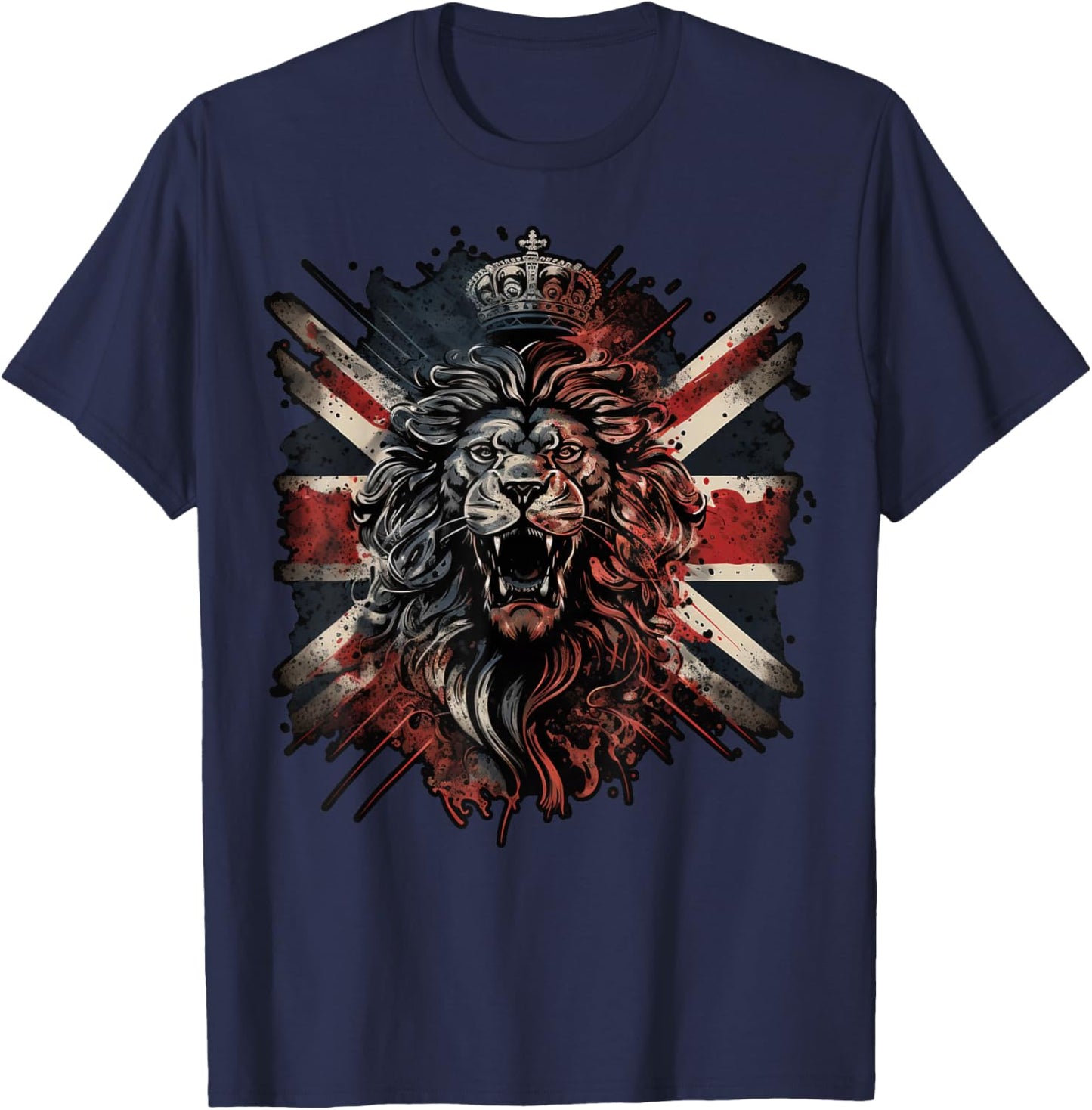 British UK Lion on Great Britain Lion T-Shirt - T-Shirt | Navy