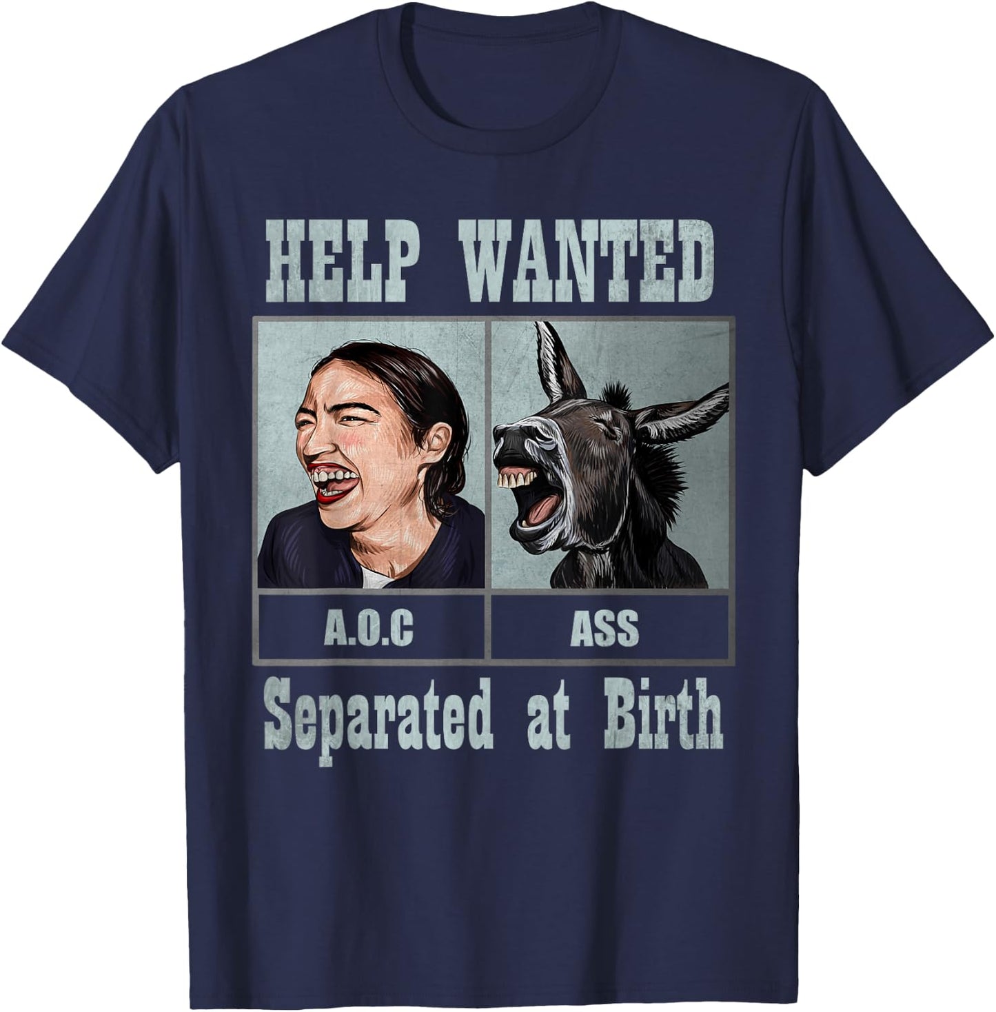 Funny Anti AOC Alexandria Ocasio Cortez Donkey t shirt T-Shirt - T-Shirt | Navy
