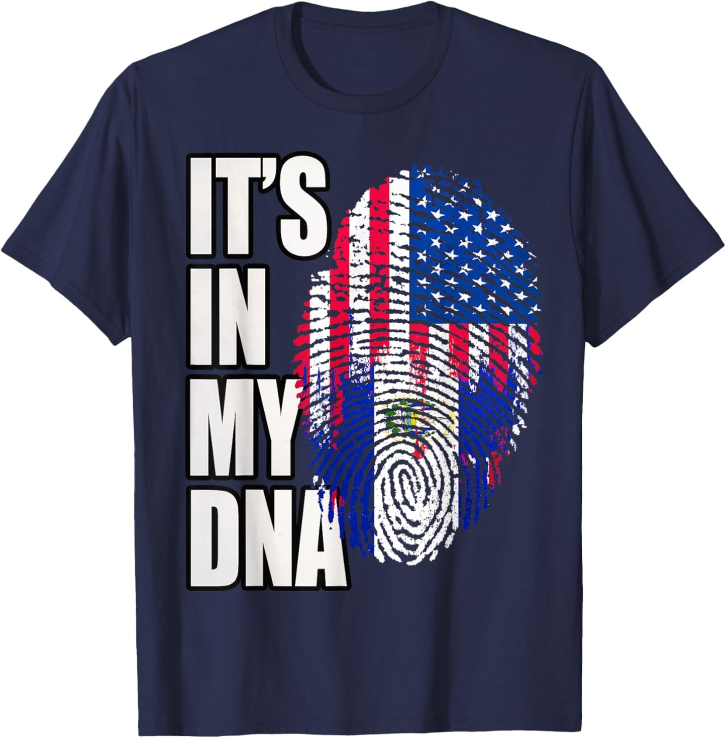 American and Salvadoran Heritage Mix DNA Flag T-Shirt - T-Shirt | Navy