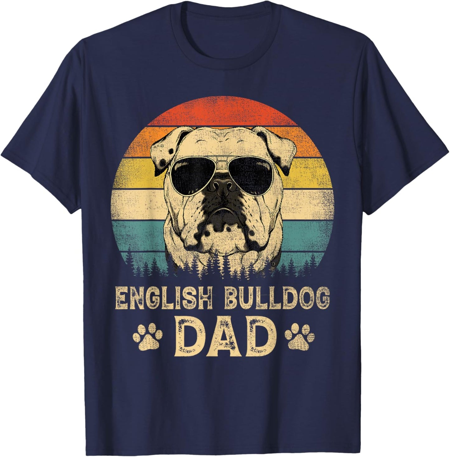 Vintage English Bulldog Dad Dog Lovers Father's Day Women T-Shirt - T-Shirt | Navy