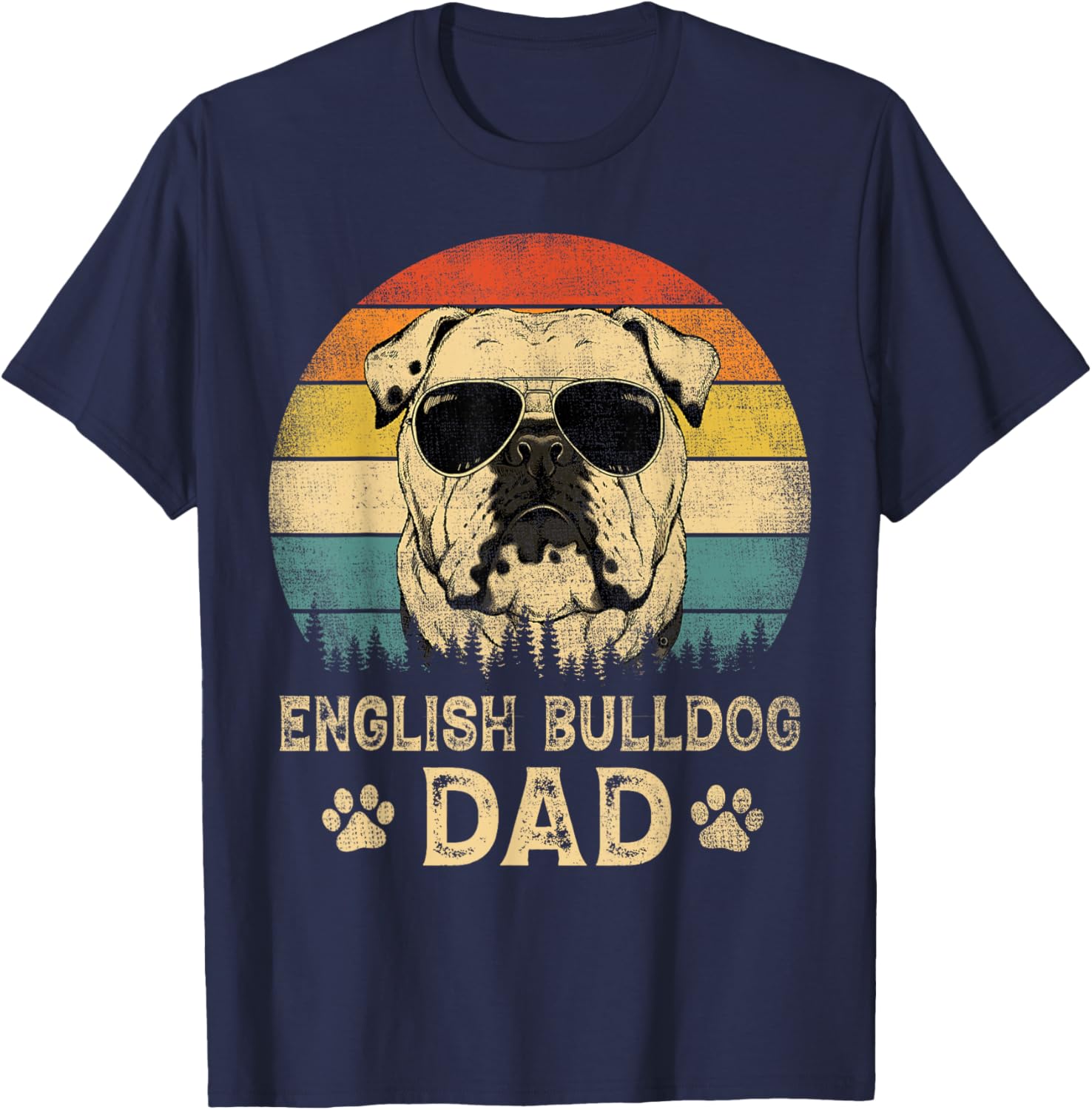 Vintage English Bulldog Dad Dog Lovers Father's Day Women T-Shirt - T-Shirt | Navy