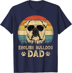Vintage English Bulldog Dad Dog Lovers Father's Day Women T-Shirt - T-Shirt | Navy