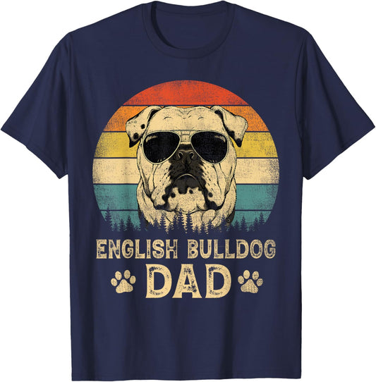 Vintage English Bulldog Dad Dog Lovers Father's Day Women T-Shirt - T-Shirt | Navy