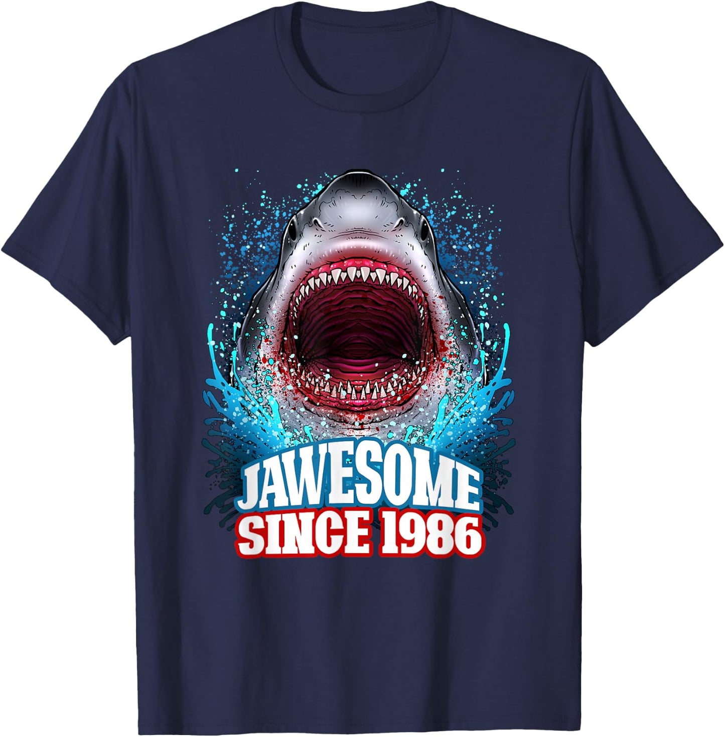 40th Birthday Jawesome Since 1986 Shark 40 Years Old T-Shirt - T-Shirt | Navy