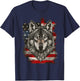 Wolf Outfit Patriotic Wolves 4th Of July USA American Flag T-Shirt - T-Shirt | Navy