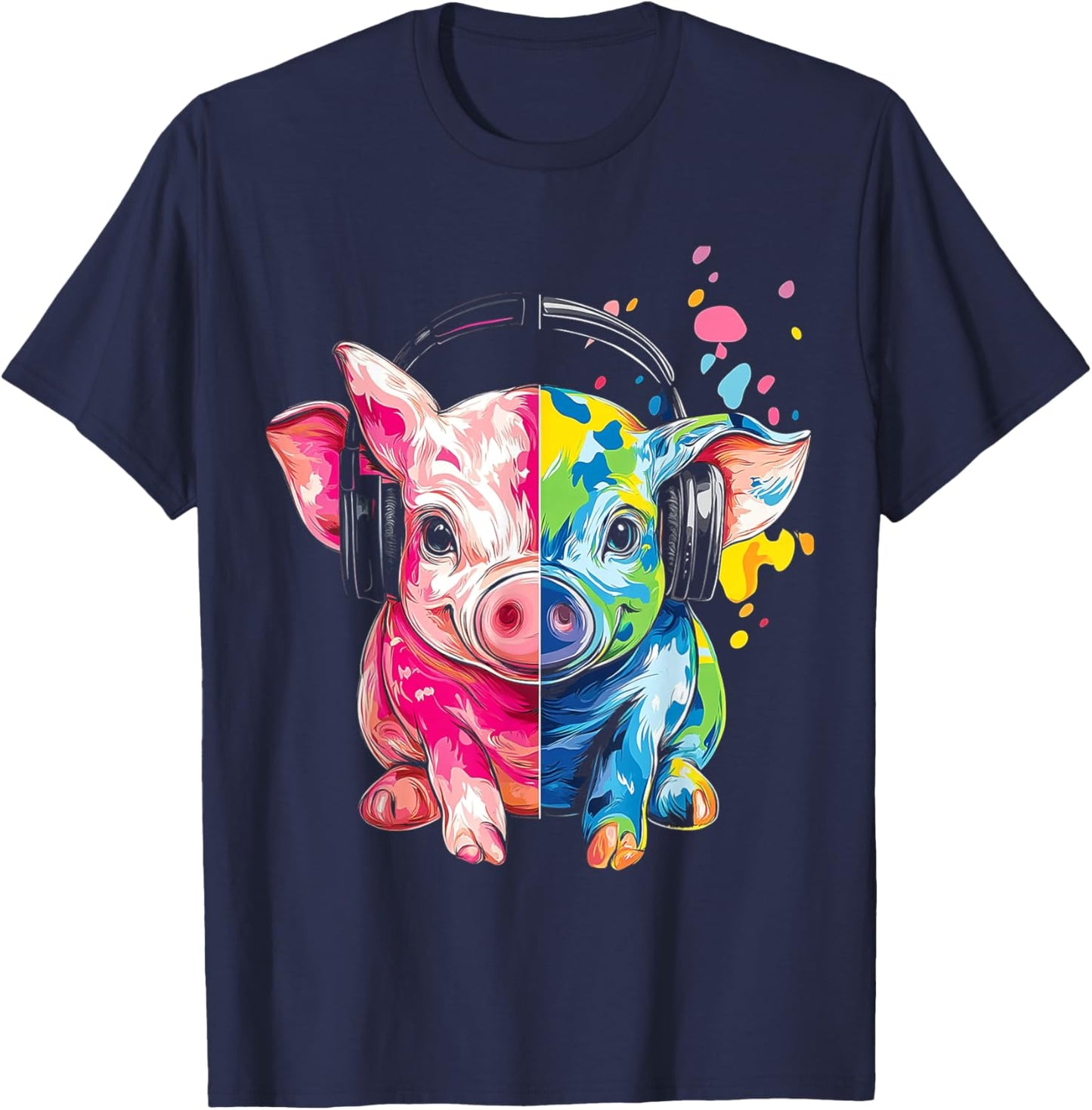Piglet Illustration Animal Piglet T-Shirt - T-Shirt | Navy