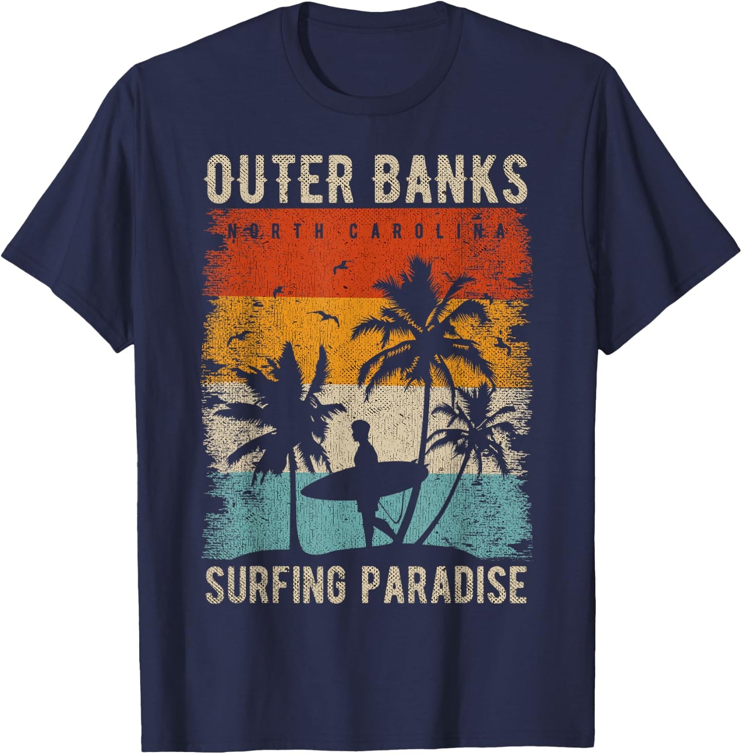Outer Banks North Carolina Surfing Outfit Souvenir T-Shirt - T-Shirt | Navy