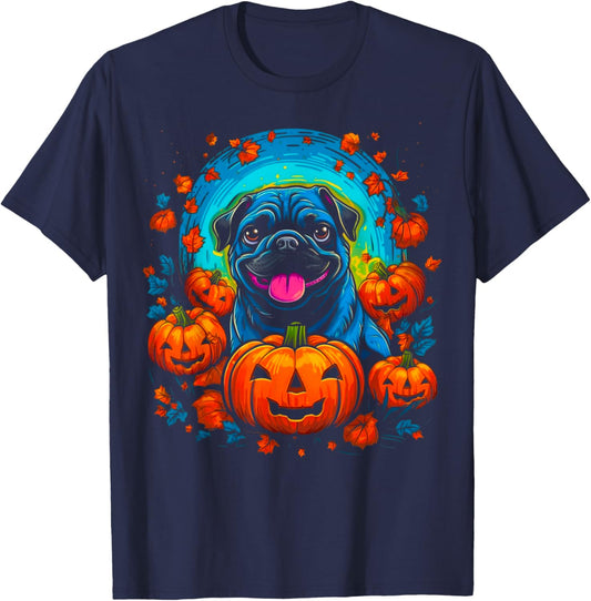 Pug Dog Halloween T-Shirt - T-Shirt | Navy