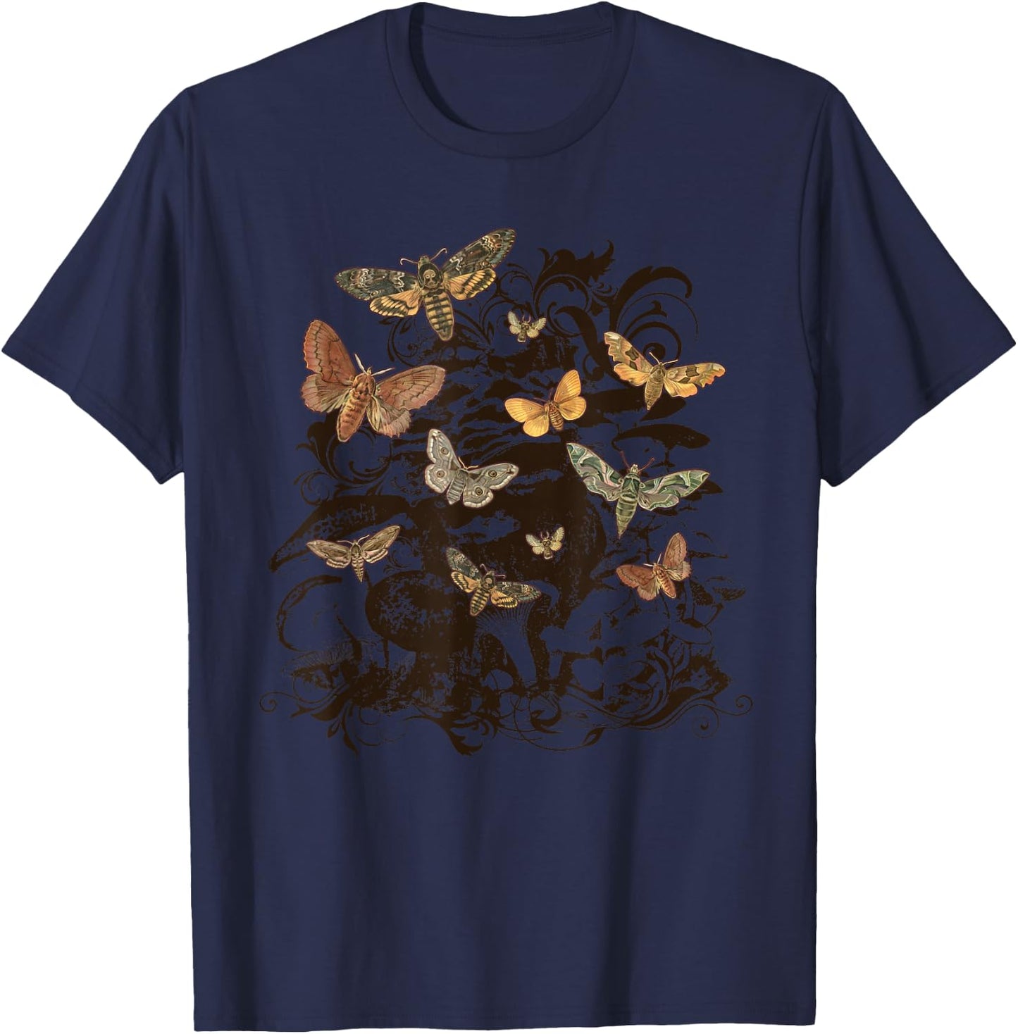 Fairy Grunge Fairycore Aesthetic Luna Moth Mushroom Grunge T-Shirt - T-Shirt | Navy