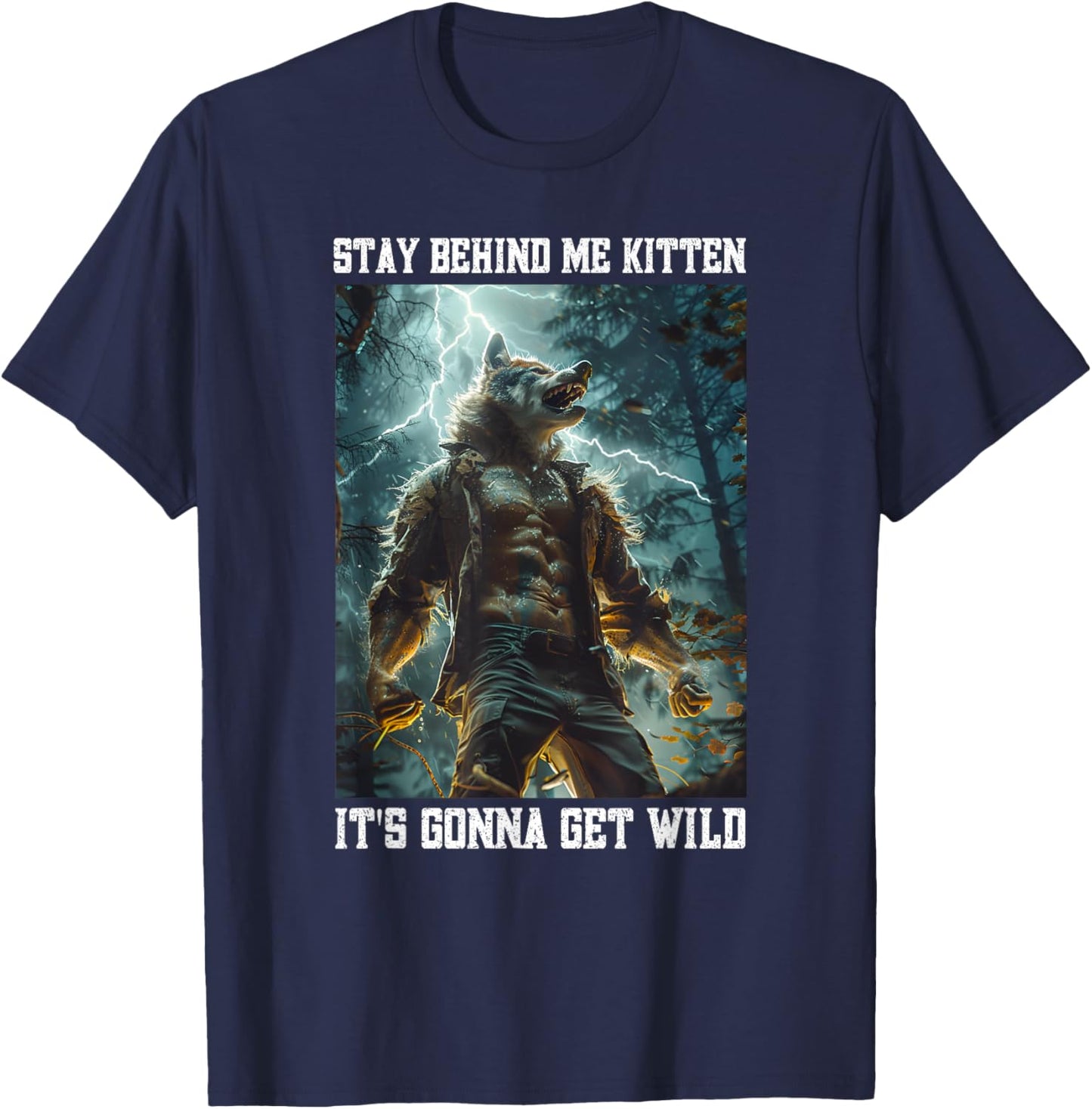Cringy Werewolf Kitten Wolf Meme Cringe Alpha T-Shirt - T-Shirt | Navy