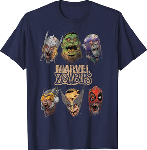 Marvel Zombies Group Shot Zombie Heads T-Shirt - T-Shirt | Navy