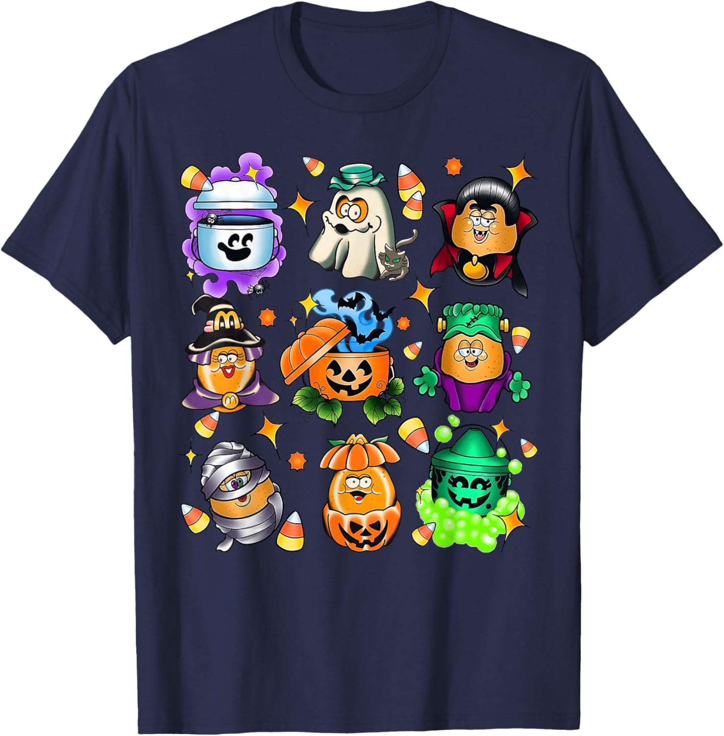 Vintage Funny Nuggets Meal Bucket Halloween Spooky Season T-Shirt - T-Shirt | Navy