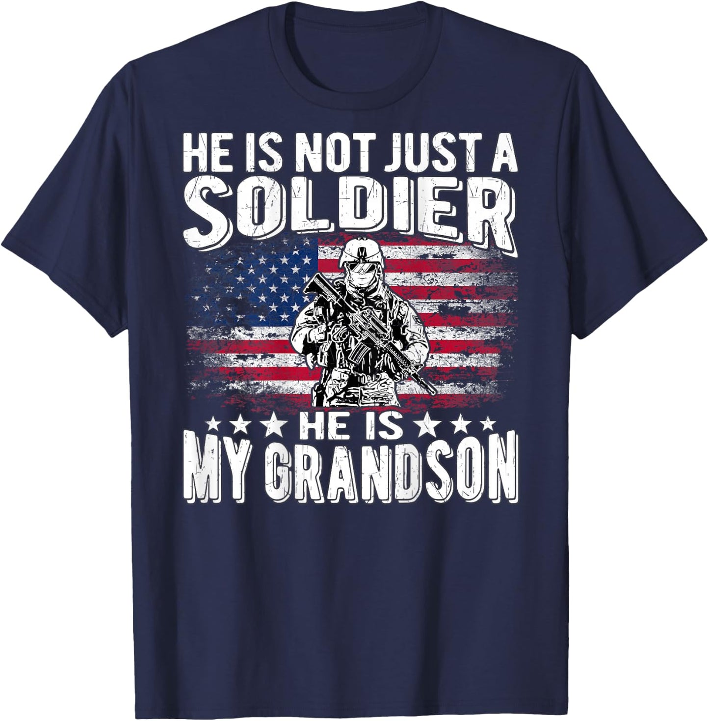 My Grandson is A Soldier - Patriotic Proud Army Grandparent T-Shirt - T-Shirt | Navy