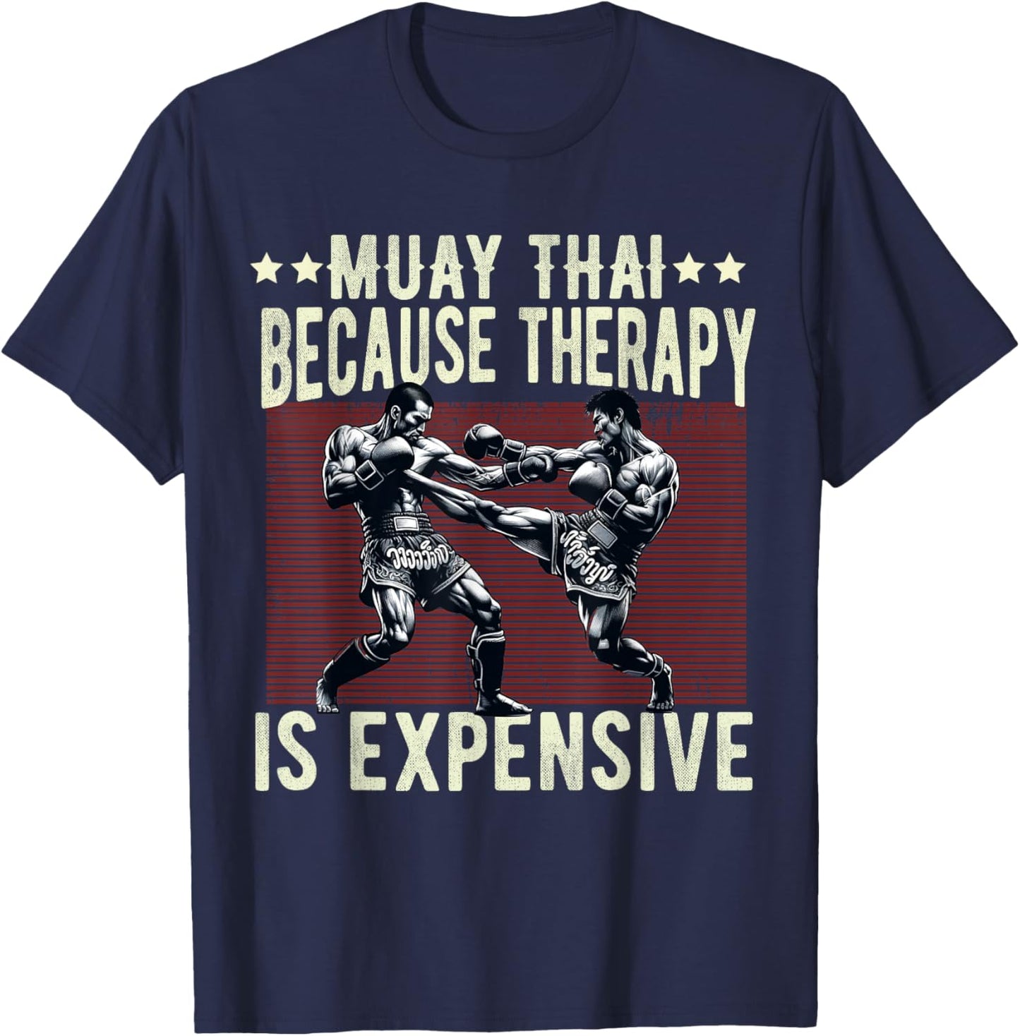 Muay Thai Fighter Dad Boys Thai Kickboxing Fighting T-Shirt - T-Shirt | Navy