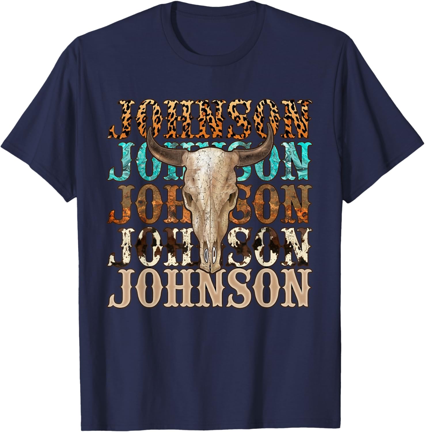 Retro Cojo Johnson Bull Skull Music Country 70s Cowboys Boot T-Shirt - T-Shirt | Navy