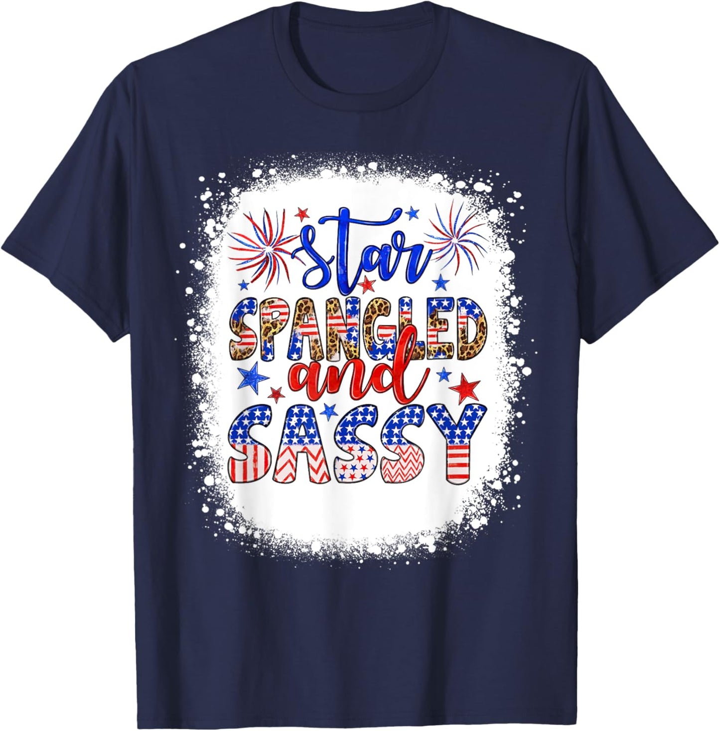 Star Spangled & Sassy Independence Day Groovy 4th Of July Women Kids Men T-Shirt - T-Shirt | Navy