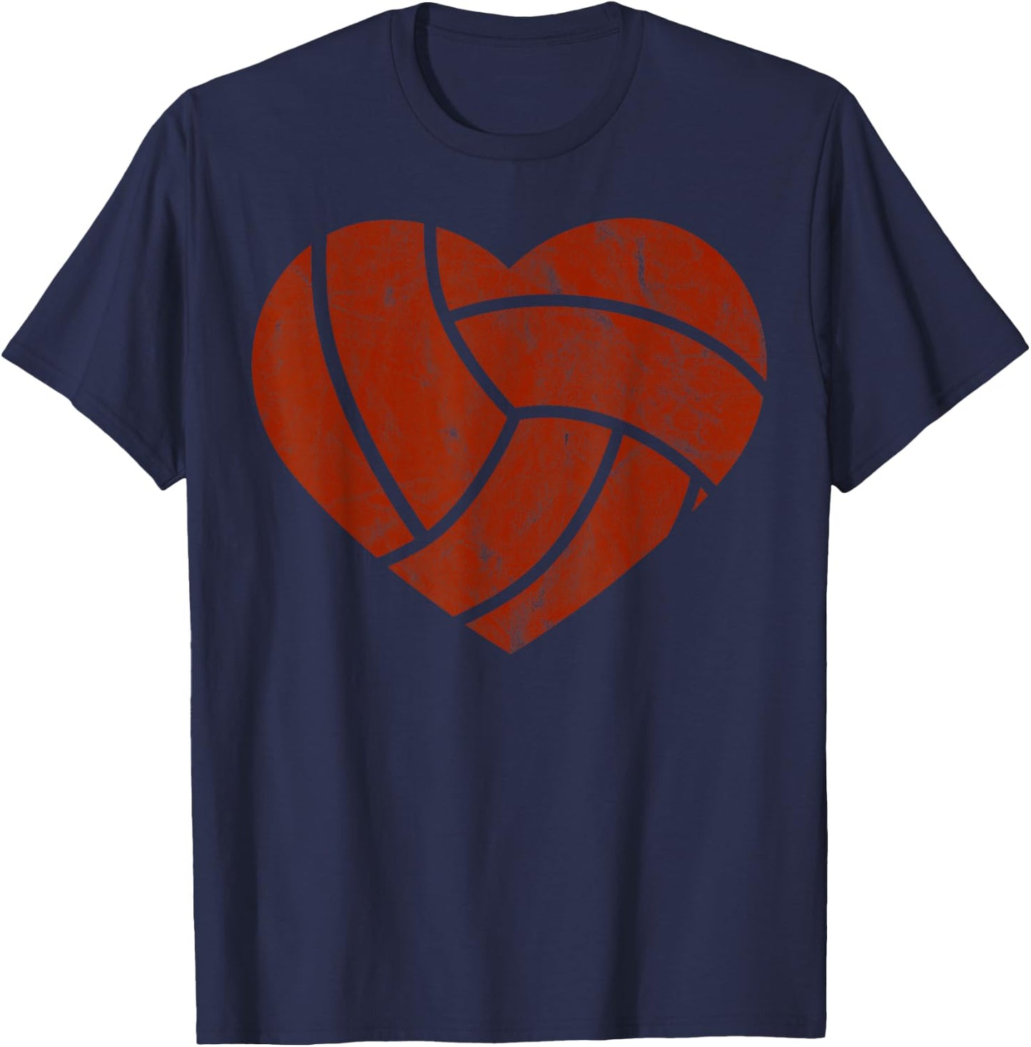 Funny Sport Lover Outfits Game Apparel Vintage Volleyball Heart Gift Retro Player Valentine's Day T-Shirt - T-Shirt | Navy