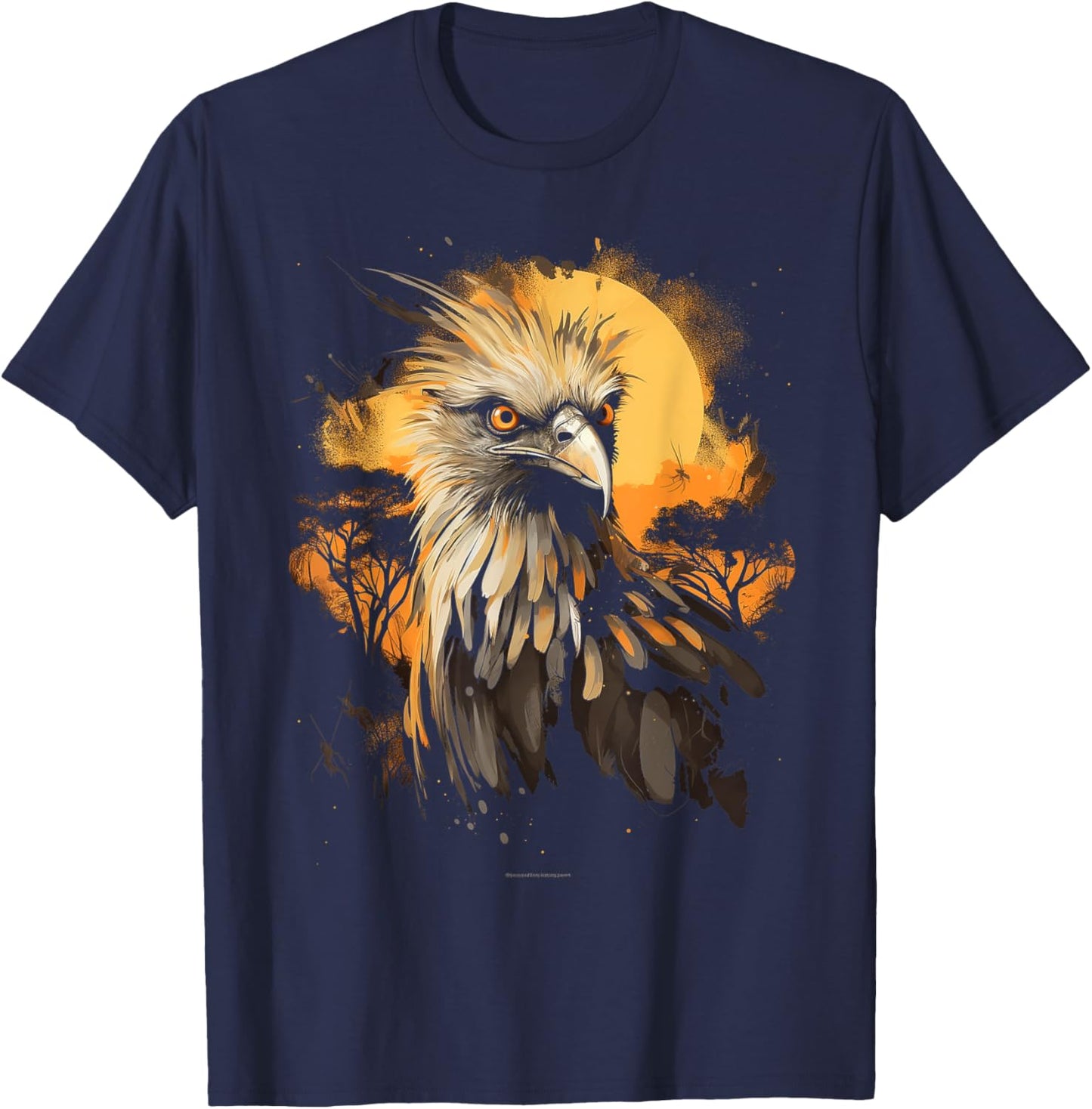 Secretary Bird African Animal Gift Safari T-Shirt - T-Shirt | Navy