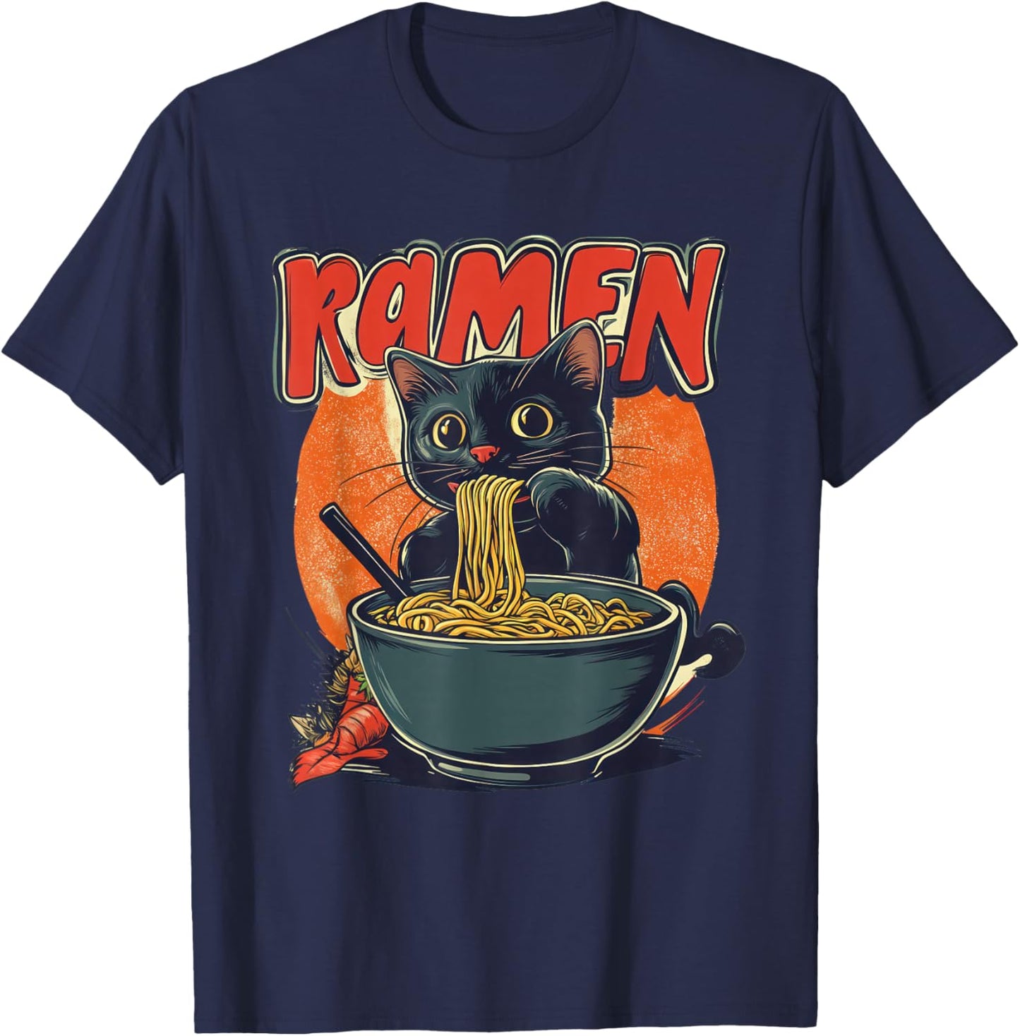 Anime Cat Ramen Kawaii japanese cat kawaii manga T-Shirt - T-Shirt | Navy