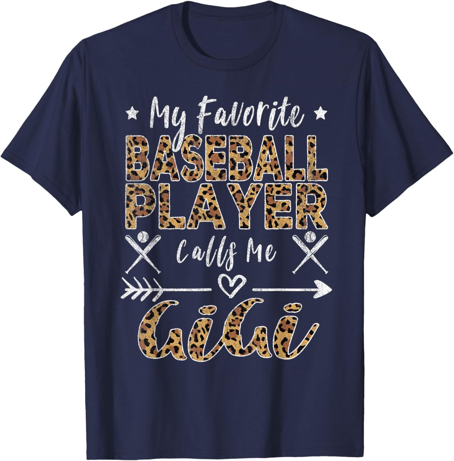 My Favorite Baseball Player Calls Me Gigi Grandma Leopard T-Shirt - T-Shirt | Navy