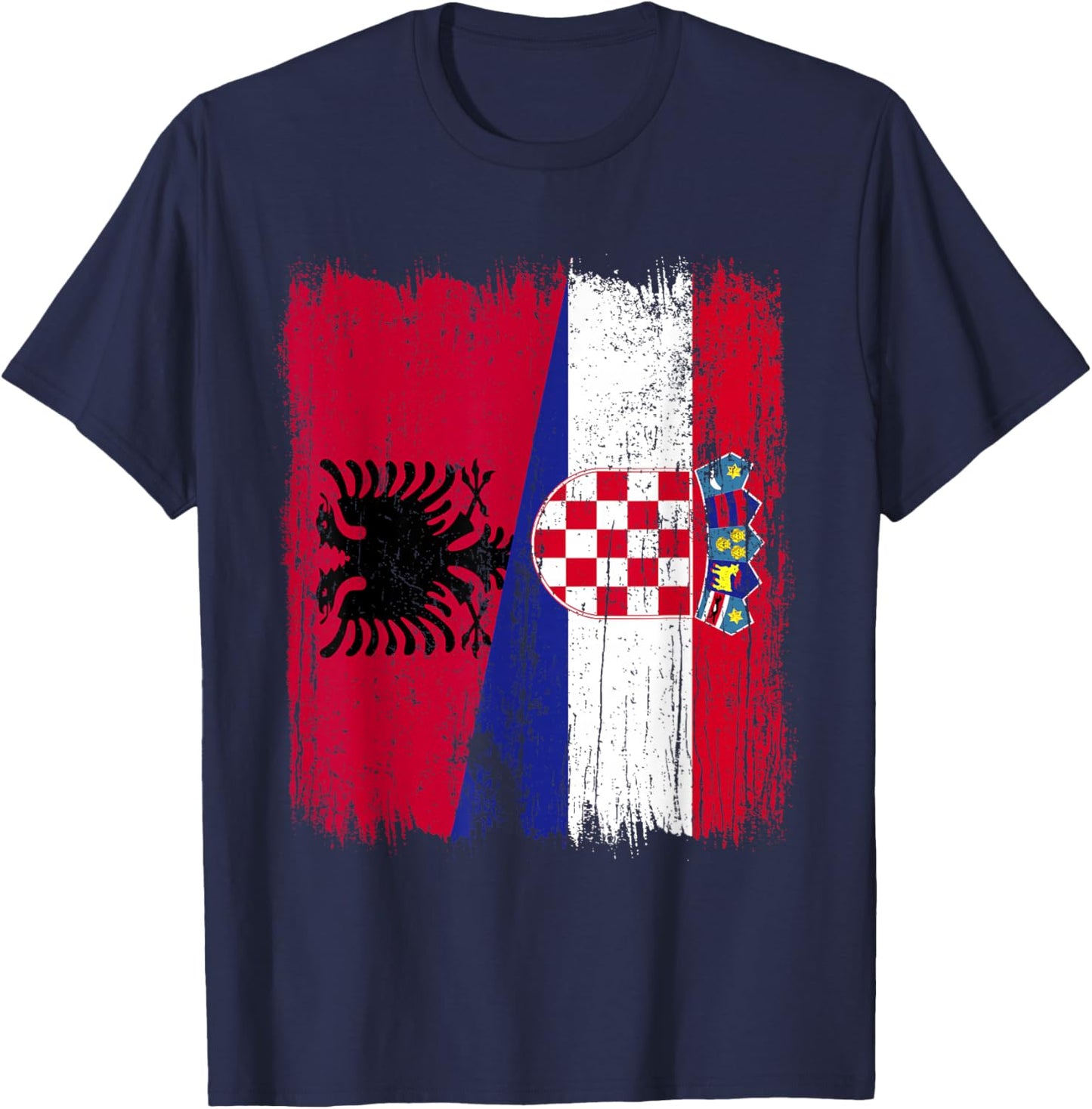 Albanien Kroatien halbe Flagge Stolze albanische kroatische Wurzeln T-Shirt - T-Shirt | Navy
