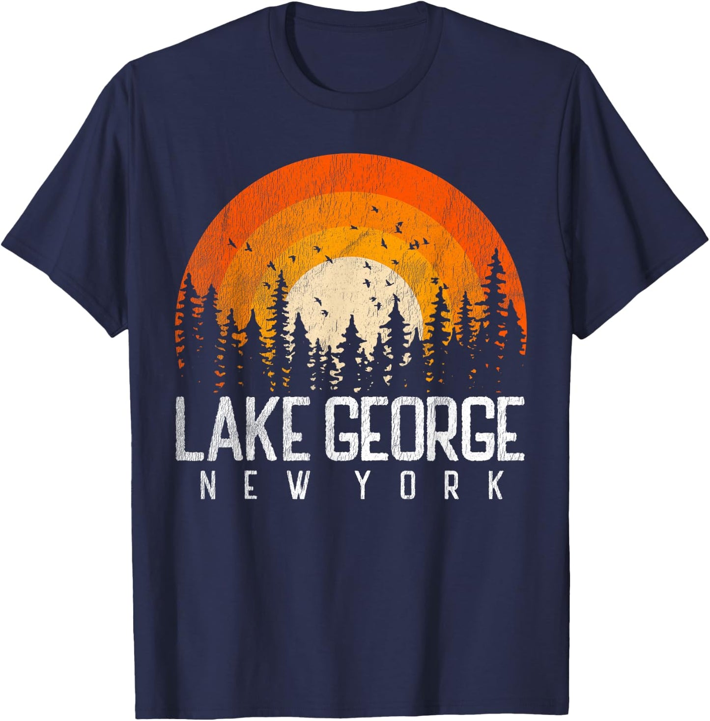 Lake George New York NY Shirt Retro Vintage 70s 80s 90s Gift T-Shirt - T-Shirt | Navy