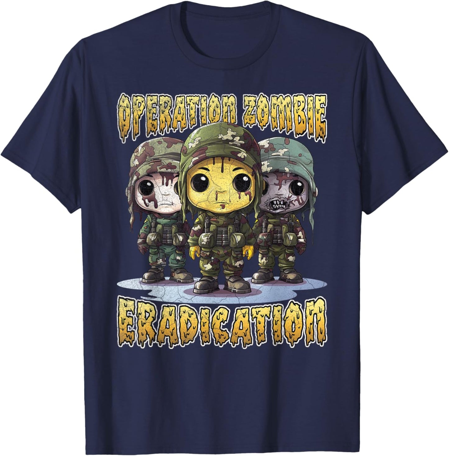 Operation zombie eradication funny Halloween camo soldier T-Shirt - T-Shirt | Navy