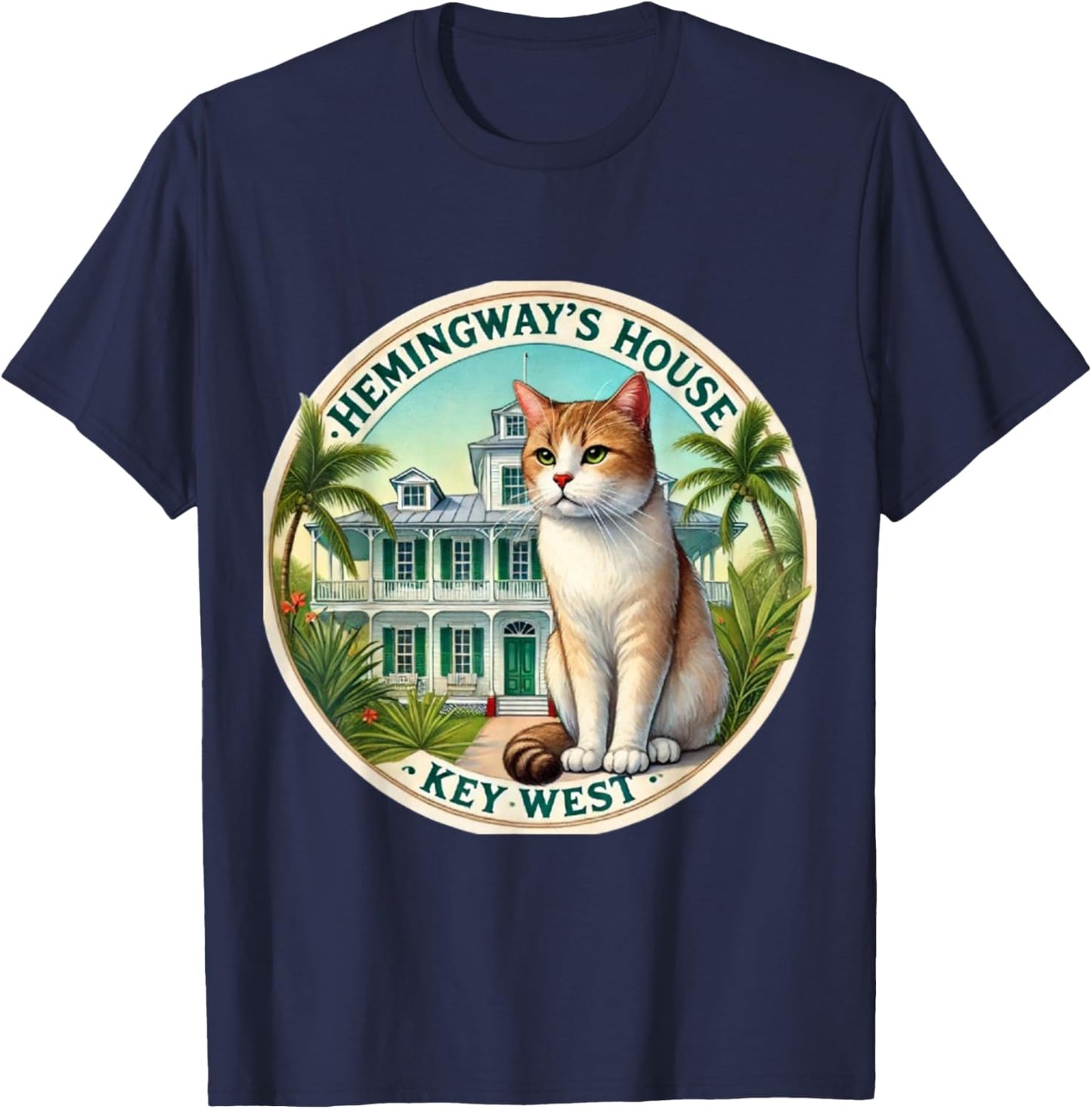 Hemingway Cat Polydactyl 6 Toes Key West T-Shirt - T-Shirt | Navy