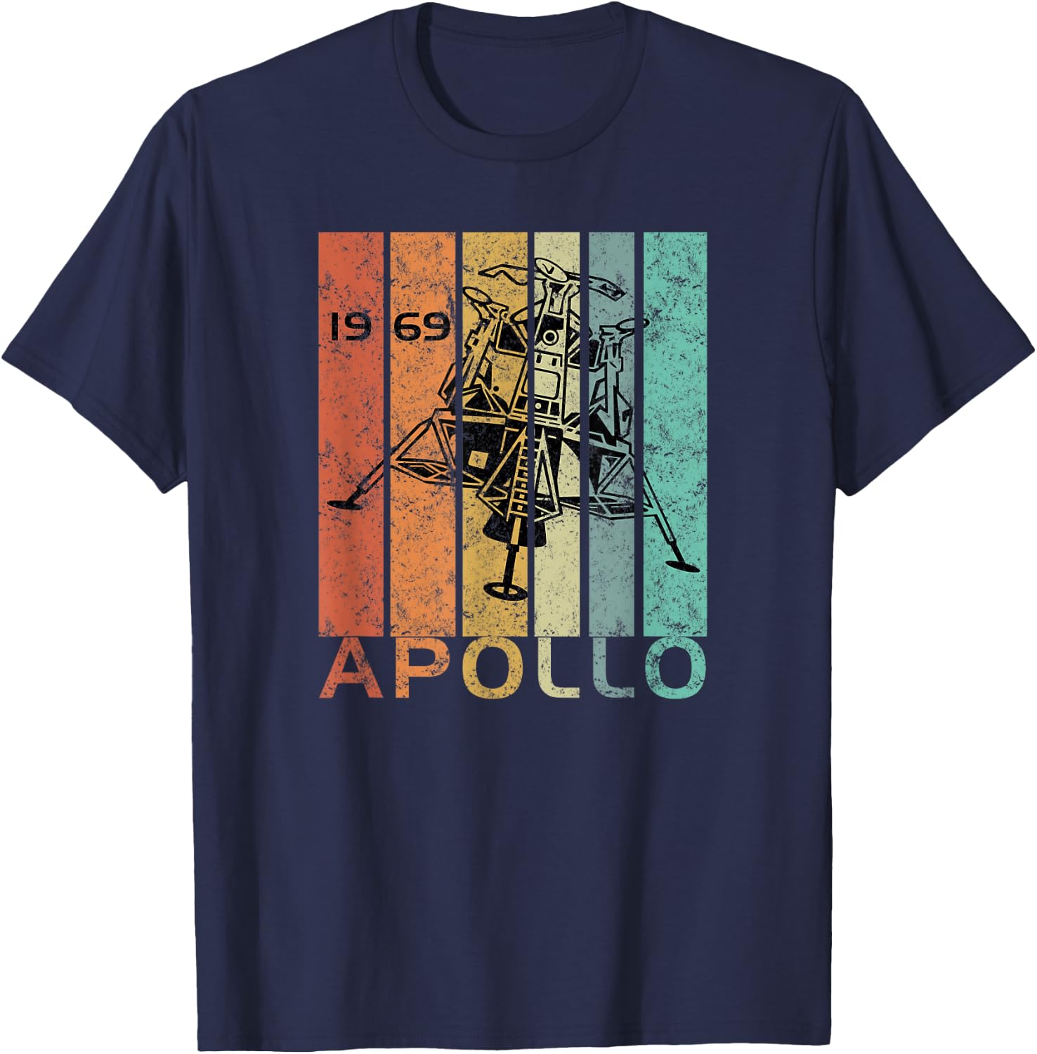 Retro Apollo 11 50th Anniversary Moon Landing 1969 2019 Gift T-Shirt - T-Shirt | Navy